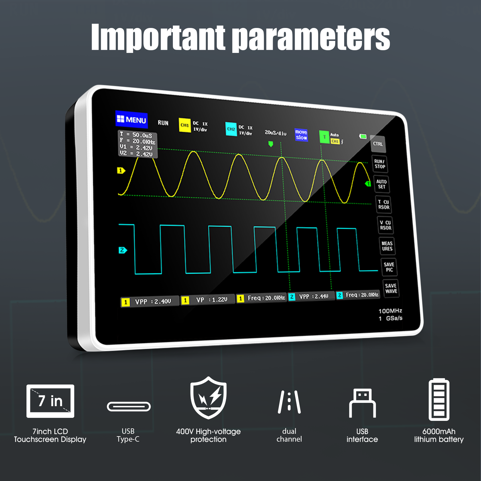 2CH 100MHz 1GSa s Tablet Oscil - Electronics Repair Engineer บทวิจารณ์และราคา